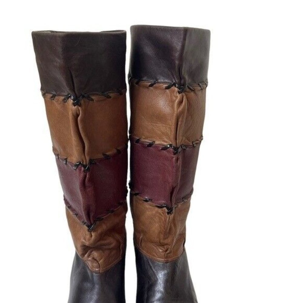 Vintage ADRIANO FOSI Italy Leather Boots Slouchy Patchwork Women’s Size 6 - Picture 4 of 12